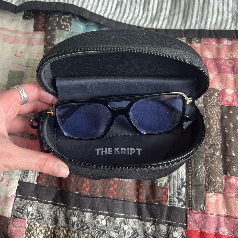 THE KRIPT Blue Lens Black Frame Sunglasses